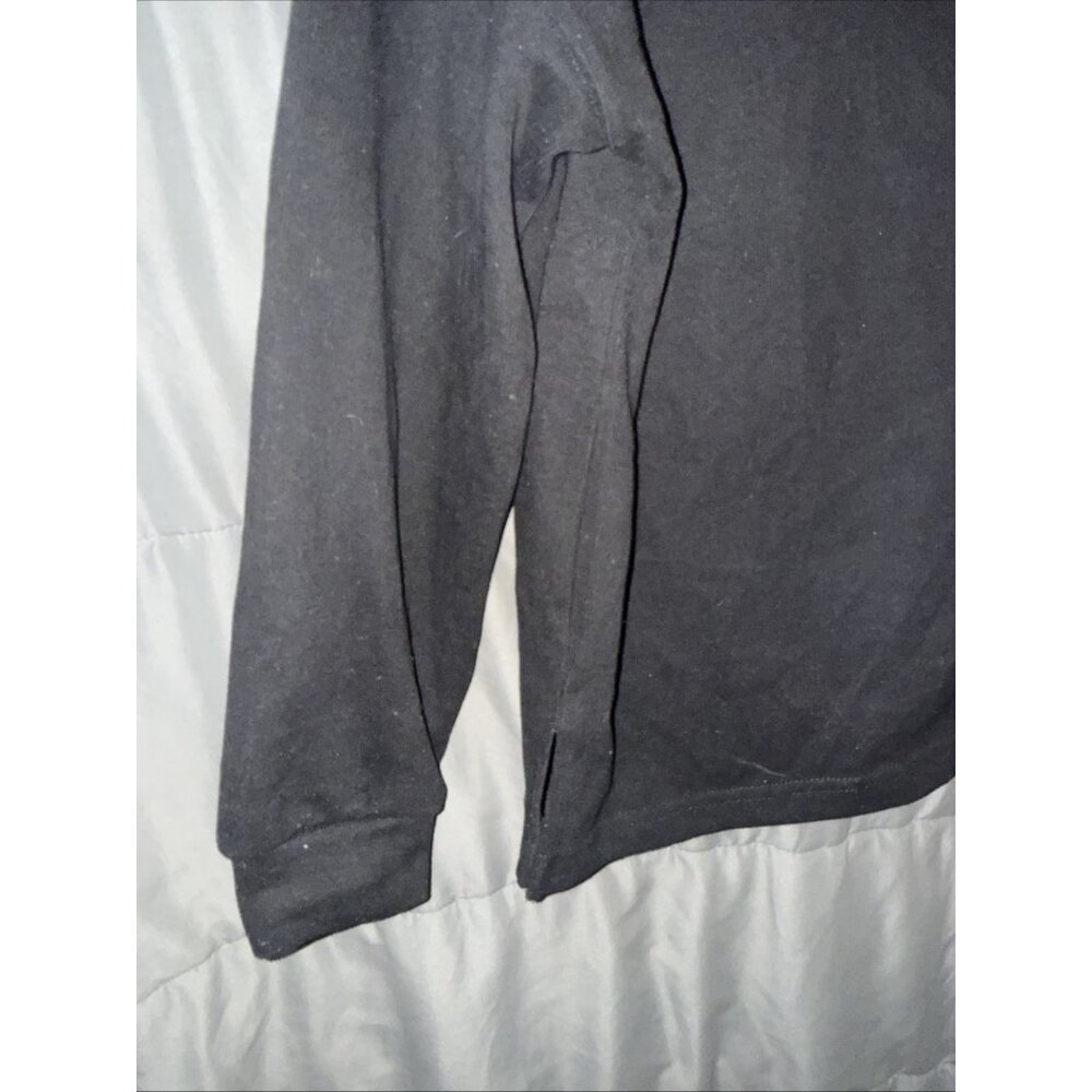 DOKOTOO Black Sweat Top Blouse MEDIUM Cuff Long Sleeve Round Neck Corded Solid - Picture 5 of 12
